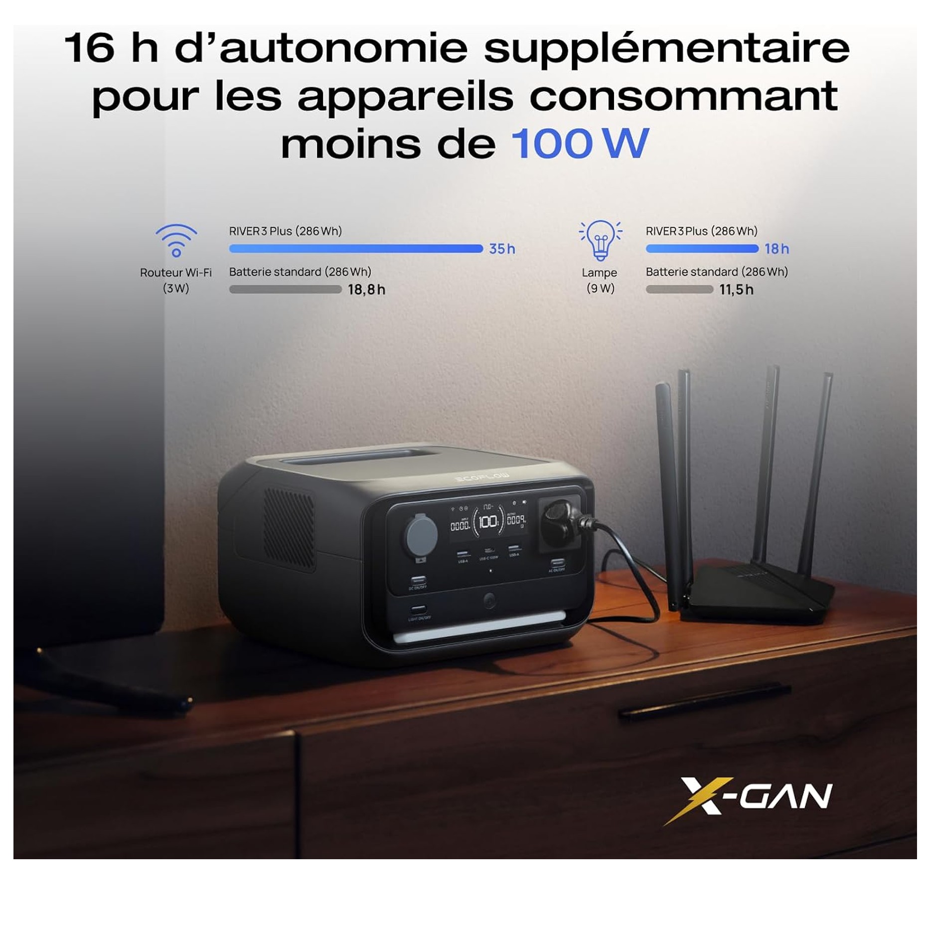 Pack sonorisation PA complet pour vos événements: console et enceintes compactes sur une table, logo X-GAN au coin.