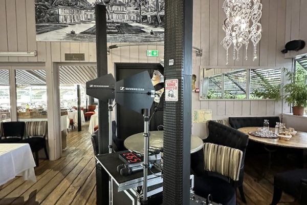 "Installation sonorisation professionnelle dans un cadre élégant : matériel haut de gamme pour animations et événements"