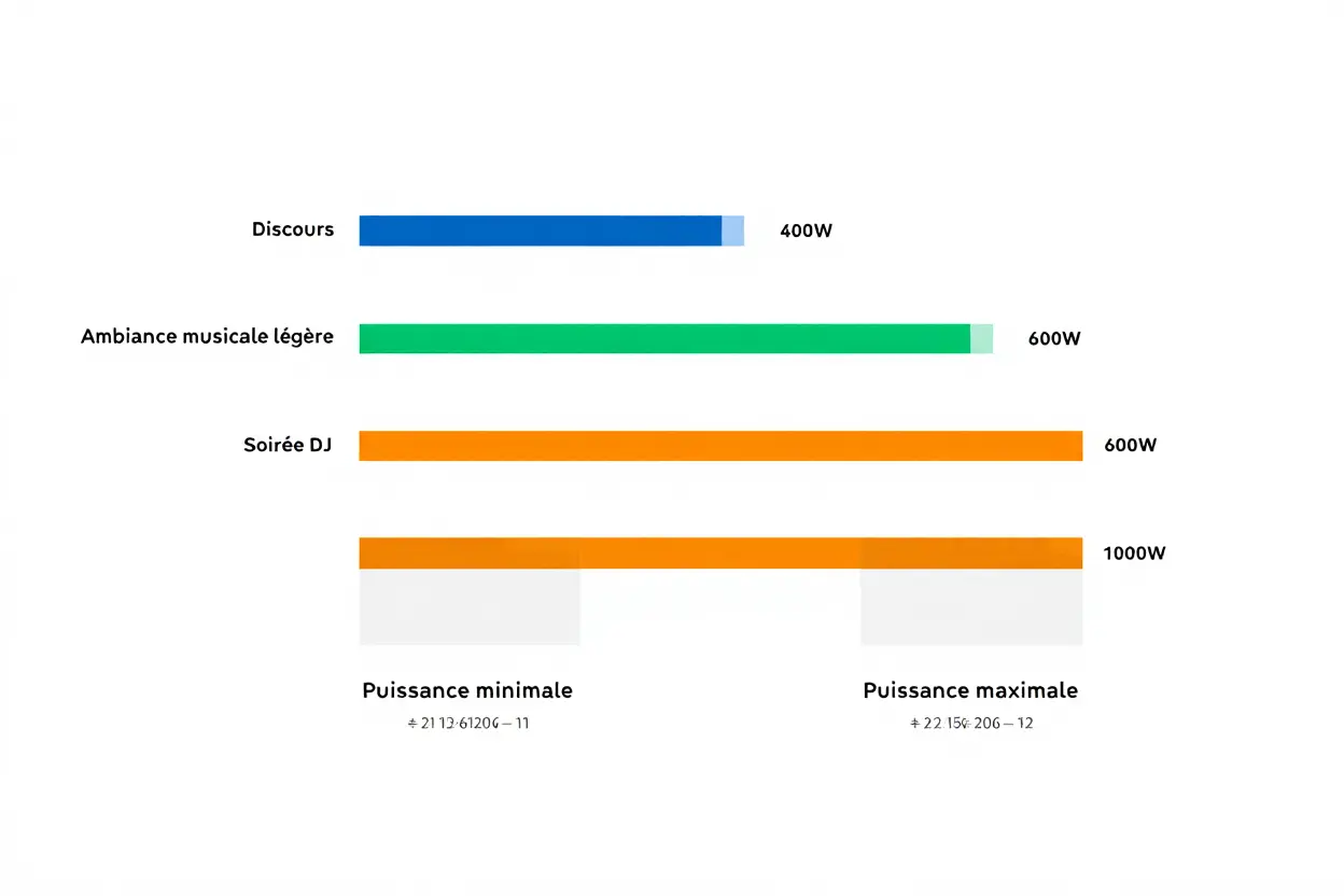 Niveaux de puissance recommandés pour 100 personnes