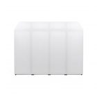 DJ BOOTH XXL: meuble de scène blanc épuré, grande table/booth pour DJ, côtés verticaux et pieds bas visibles.