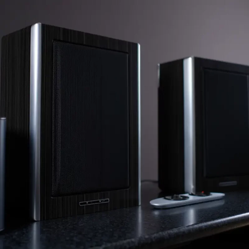 Enceintes haut de gamme avec matériaux nobles et design sophistiqué