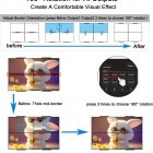 Contrôleur Mur d'images – Sono Médoc: démonstration de rotation 180° pour outputs AI, avant/après avec déformation des bordures et new layout où l’image est réorganisée en quatre quadrants.