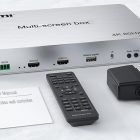 Contrôleur Mur d'images Sono Médoc avec télécommande et adaptateur secteur, boîtier argenté « Multi-screen box » 4K 60Hz.